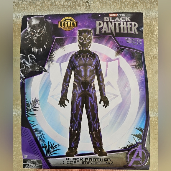 Marvel Other - Marvel Black Panther Costume Kids 8-10 Mask Suit Avengers Hero Cosplay Halloween